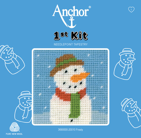 Hóember Gobelin Hímzőkészlet Gyerekeknek és Kezdőknek - Anchor 1st Kit 10x10 cm