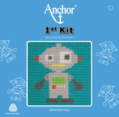 Robot Gobelin Hímzőkészlet Gyerekeknek és Kezdőknek - Anchor 1st Kit 10x10 cm