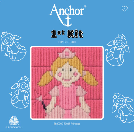 Hercegnő Hosszúöltéses Hímzőkészlet Gyerekeknek -  Anchor 1st Kit 10x10 cm