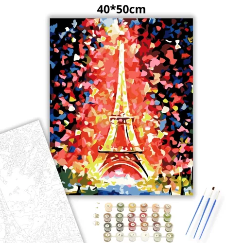 Eiffel Torony Ősszel - számfestő készlet - Számfestő.hu - 40×50cm - Keret nélkül