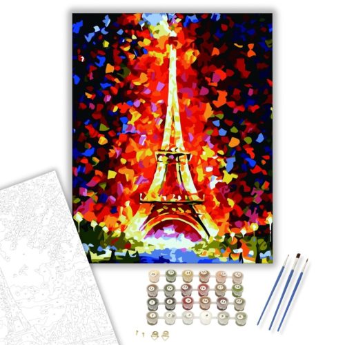 Eiffel Torony Ősszel - számfestő készlet - Számfestő.hu - 40×50cm - keretre feszítve