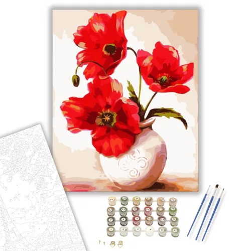 Pipacs Virág - számfestő készlet - Számfestő.hu - 40×50cm - keretre feszítve