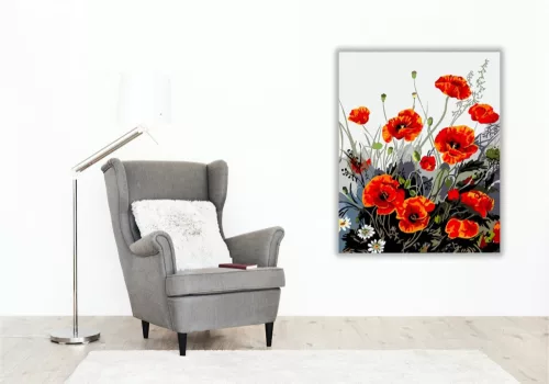 Pipacs Virágok - számfestő készlet - Számfestő.hu - 60×70cm - keret nélkül