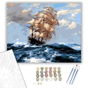 Tengeri Vitorlás Hajó - számfestő készlet - Számfestő.hu - 40×50cm - keret nélkül