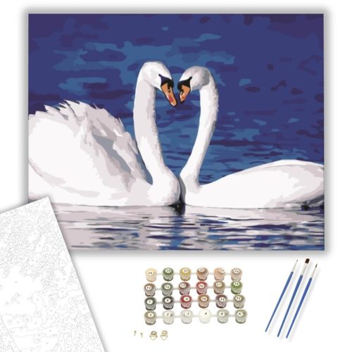 Hattyúk - számfestő készlet - Számfestő.hu - 60×70cm - keretre feszítve