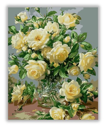 Fehér Rózsák - számfestő készlet