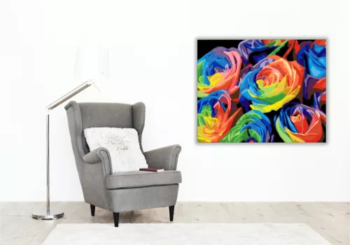 Színes Rózsák - számfestő készlet - Számfestő.hu - 40×50cm - keretre feszítve