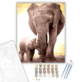 Elefántok - számfestő készlet - Számfestő.hu - 40×50cm - keret nélkül