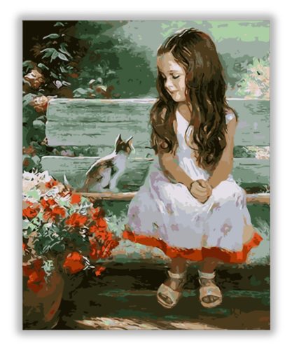 Kislány és Cica - számfestő készlet