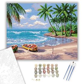 Csónakok a Parton - számfestő készlet - Számfestő.hu - 40×50cm - keret nélkül