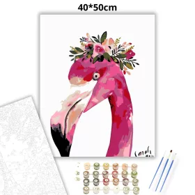 Flamingo Fej - számfestő készlet - Számfestő.hu - 40×50cm - Keret nélkül