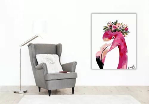 Flamingo Fej - számfestő készlet - Számfestő.hu - 40×50cm - Keret nélkül