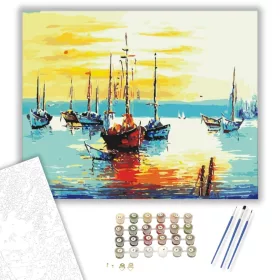 Káprázatos Vitorlák - számfestő készlet - Számfestő.hu - 40×50cm - keret nélkül