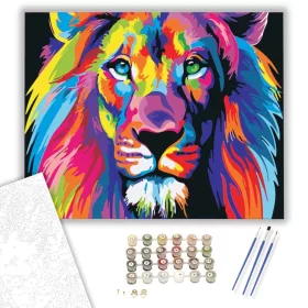 Színes Oroszlán - számfestő készlet - Számfestő.hu - 40×50cm - keret nélkül