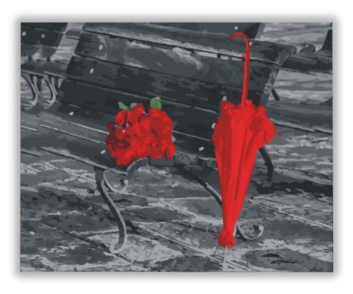 Rózsa és esernyő - számfestő készlet