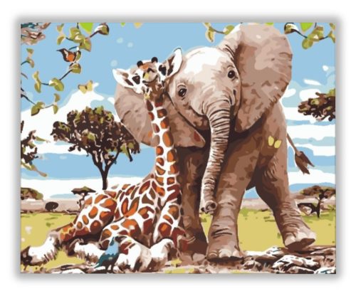 Zsiráf és Elefánt - számfestő készlet