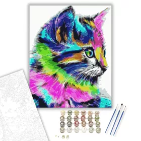Színes Cica - számfestő készlet - Számfestő.hu - 40×50cm - keret nélkül