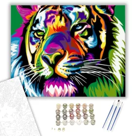 Színes Oroszlán 2 - számfestő készlet - Számfestő.hu - 40×50cm - keret nélkül