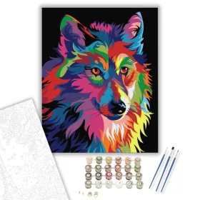 Színes Farkas - számfestő készlet - Számfestő.hu - 40×50cm - keret nélkül