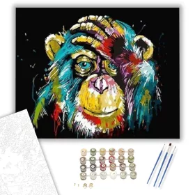 Színes Majom - számfestő készlet - Számfestő.hu - 40×50cm - keret nélkül