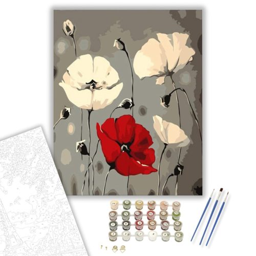 Pipacsok - számfestő készlet - Számfestő.hu - 40×50cm - keret nélkül