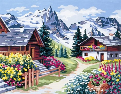 Alpesi Tájkép - Royal Paris - Előfestett Gobelin Hímzőkanava 45x60 cm