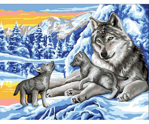 Farkasok - Royal Paris - Előfestett Gobelin Hímzőkanava 45x60 cm