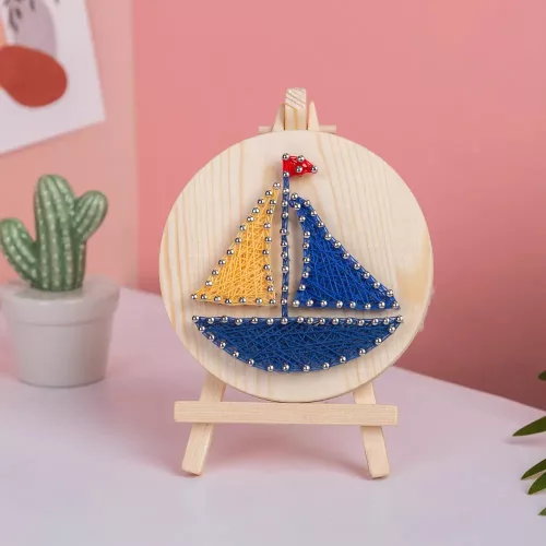 Vitorlás hajó - fonalgrafika készlet (String Art Kit, 11x11cm)