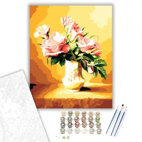 Rózsák Vázában - számfestő készlet - Számfestő.hu - 40×50cm - keret nélkül