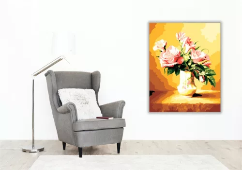 Rózsák Vázában - számfestő készlet - Számfestő.hu - 80×100cm - keret nélkül
