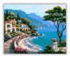 Mediterrán tengerparti falu - számfestő készlet