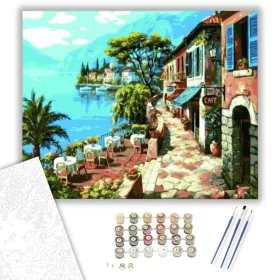 Olasz Kávézó Terasz - számfestő készlet - Számfestő.hu - 40×50cm - keret nélkül