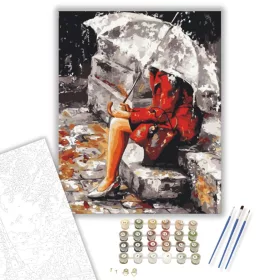 Magányos Nő az Esőben - számfestő készlet - Számfestő.hu - 40×50cm - keret nélkül