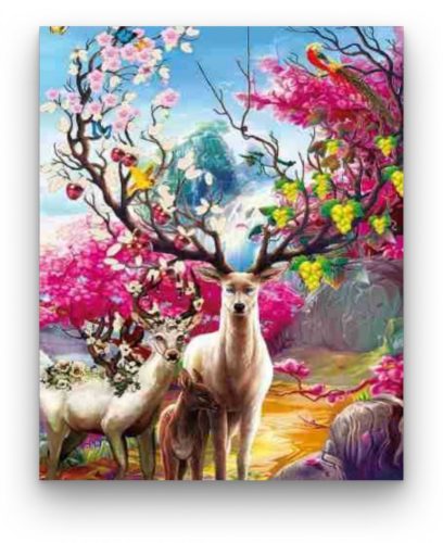 Virágos Szarvasok - akciós számfestő készlet (40x50cm)