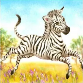 Aranyos Zebra Kölyök  - gyémántszemes kirakó