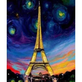 Eiffel Torony Csillagos Éj  - gyémántszemes kirakó