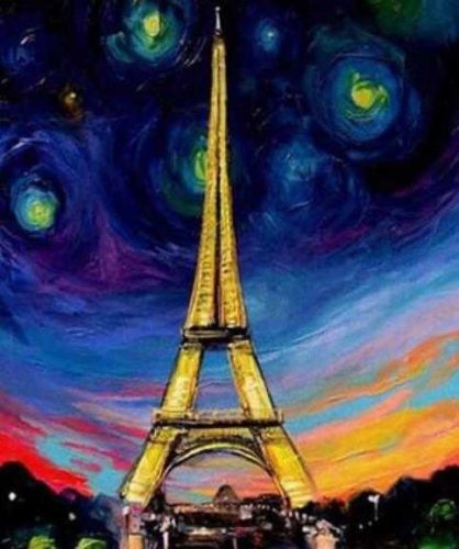 Eiffel Torony Csillagos Éj  - gyémántszemes kirakó