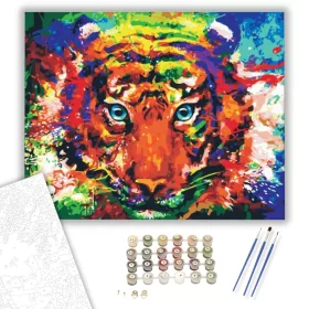 Színes Tigris - számfestő készlet - Számfestő.hu - 40×50cm - keret nélkül