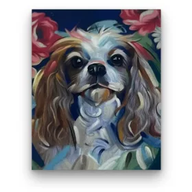   Kutya tekintet - előszínezett számfestő készlet (30x40cm)