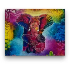   Elefántok színesben - előszínezett számfestő készlet (30x40cm)