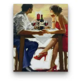   Romantikus borozás - előszínezett számfestő készlet (30x40cm)