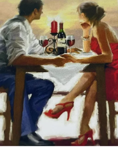 Romantikus borozás - előszínezett számfestő készlet (30x40cm)
