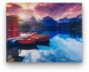 Csónakok a naplementében - előszínezett számfestő készlet (40x50cm)