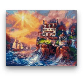   Élet a tengerparton - előszínezett számfestő készlet (40x50cm)