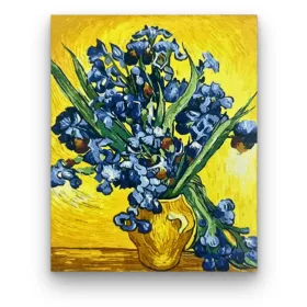   Írisz csokor kerámia vázában - előszínezett számfestő készlet (40x50cm)
