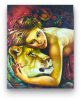 Oroszlán szeretet - előszínezett számfestő készlet (40x50cm)
