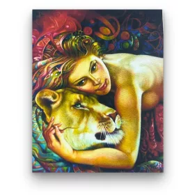   Oroszlán szeretet - előszínezett számfestő készlet (40x50cm)