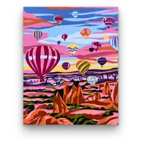   Csíkos hőlégballonok - előszínezett számfestő készlet (50x65cm)