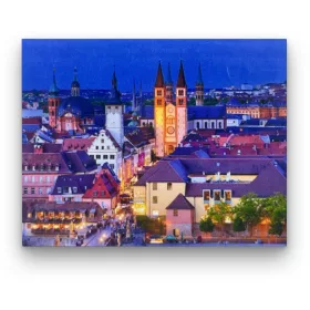 Városi este - előszínezett számfestő készlet (50x65cm)