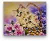 Kiscicák virágok között - előszínezett számfestő készlet (50x65cm)